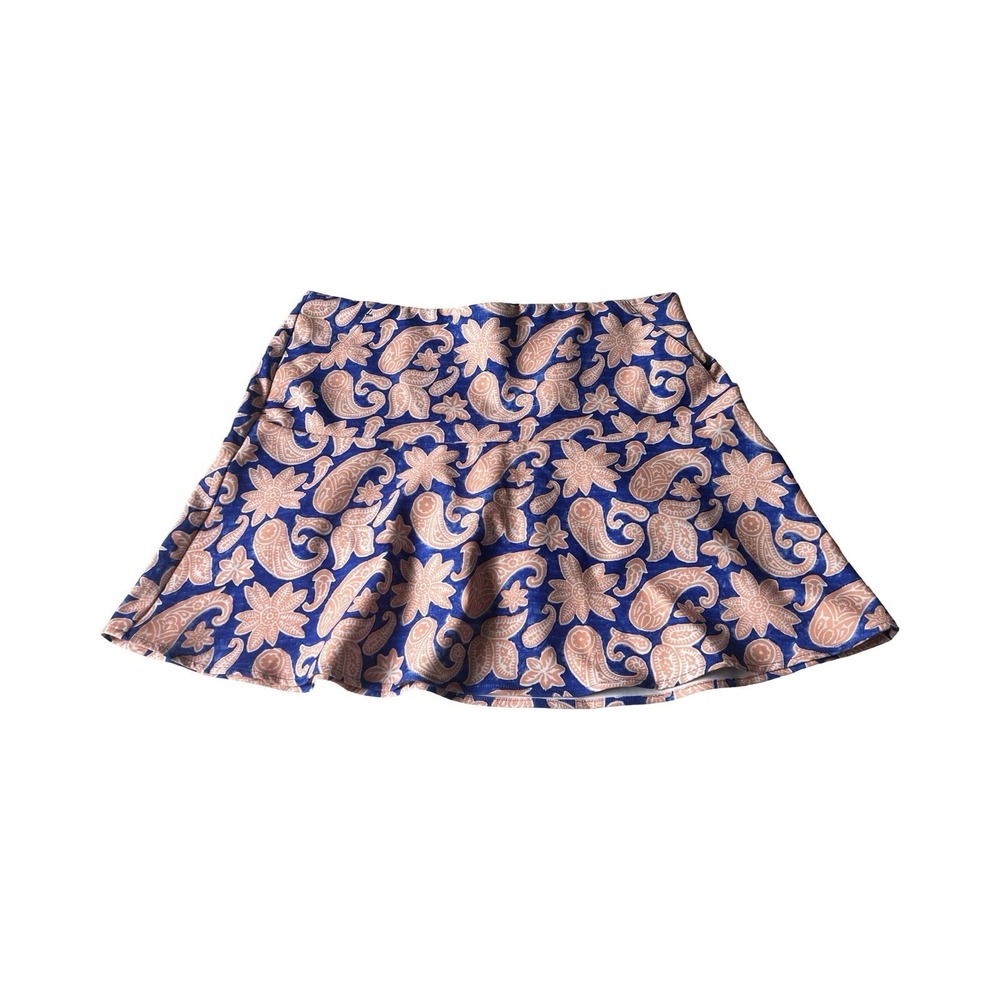 Polo Golf Ralph Lauren Blue Peach Paisley Floral Athletic Skort Womens Large